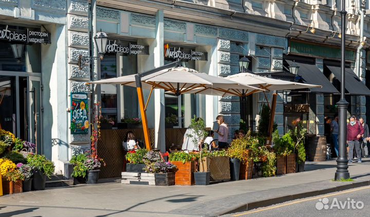 Зонт большой центральный для кафе 4х4м в наличии