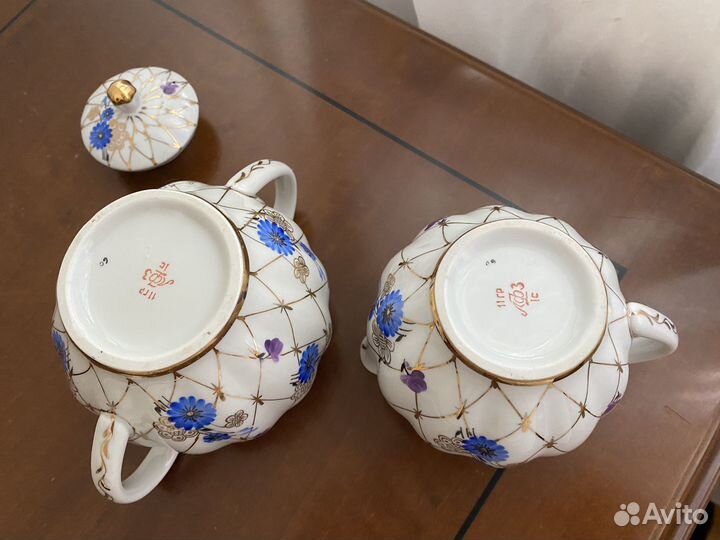 Сахарница и молочник лфз золотая сеточка Васильки