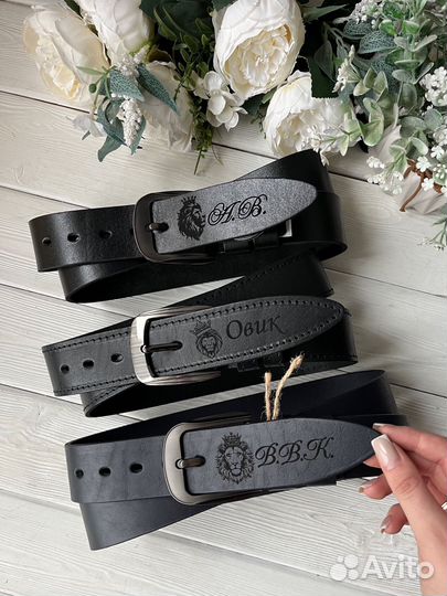 Кожаный ремень с гравировкой