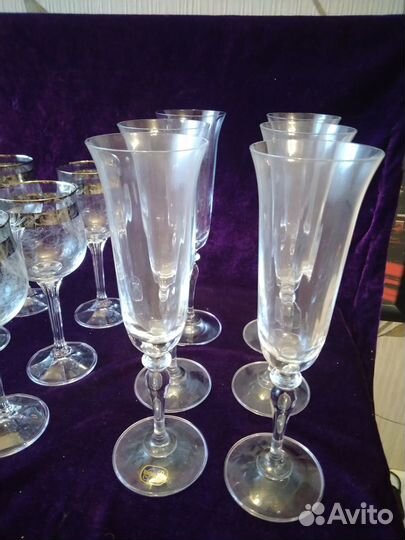 Шикарные фужеры Чехословакия новые в упаковке