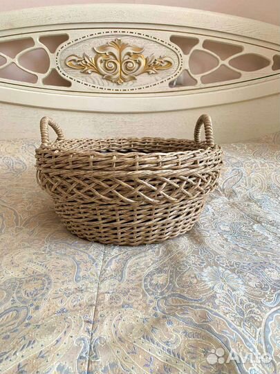 Кашпо корзинка для цветов низкое с орнаментом