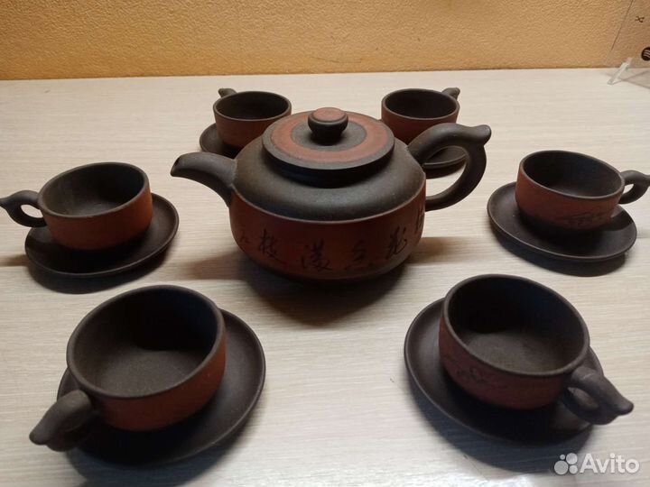 Кофейный глиныный сервиз, набор