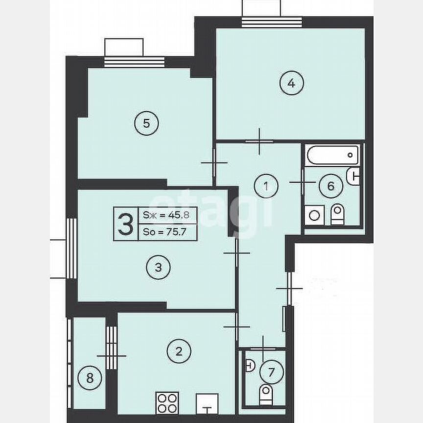 3-к. квартира, 75,7 м², 4/27 эт.