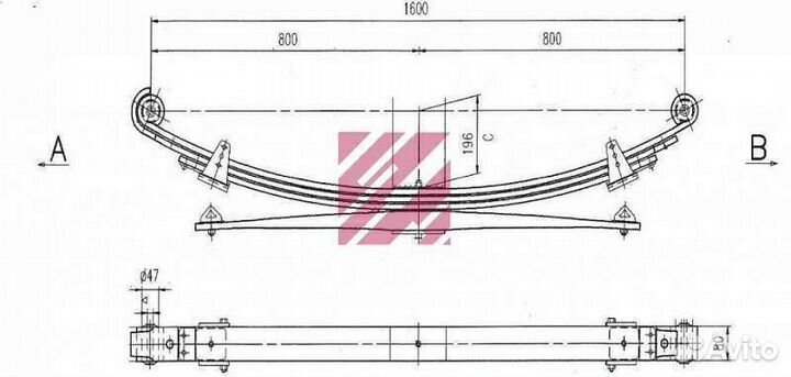 Рессора задняя ман 4-х листовая S16