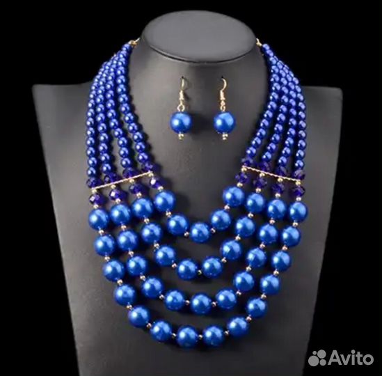 Комплект Новый бусы и серьги
