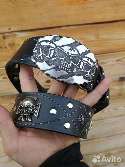 Мужской кожаный ремень ручной работы