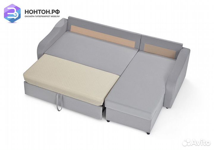 Диван угловой дельфин Лагос светло-серый