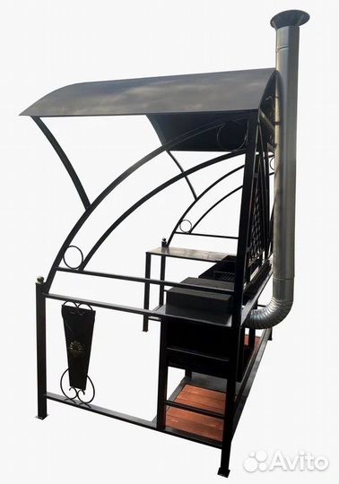 Мангал для дачи с крышей и печкой Kovmangal Рич 22