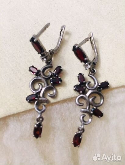 Серьги натуральный гранат