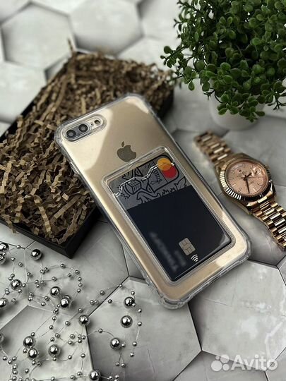 Чехол силиконовый с картхолдером для iPhone 7 Plus