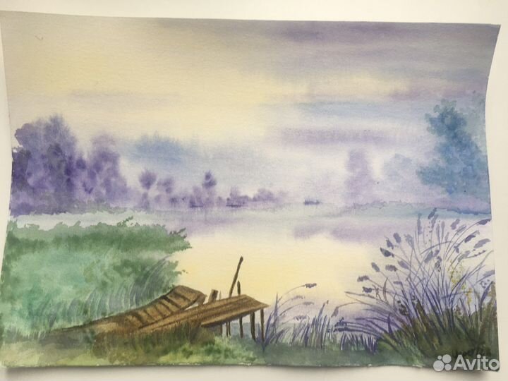Этюд акварелью «Летнее утро»