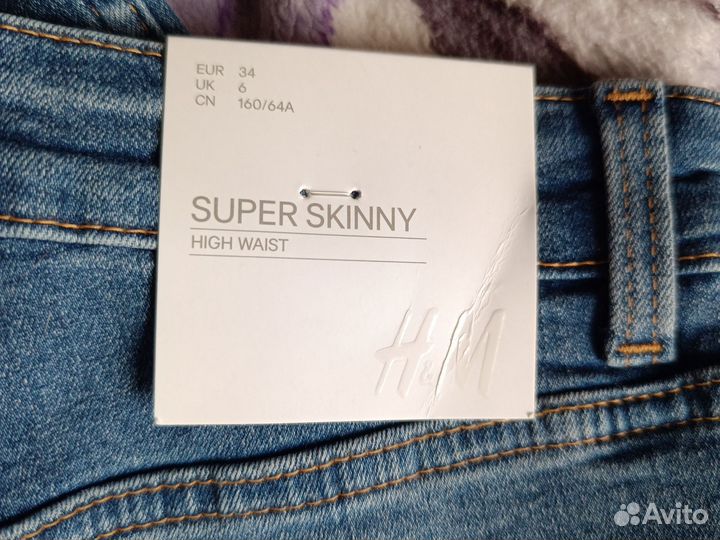 Джинсы для девочки новые стрейч H&M,р.34