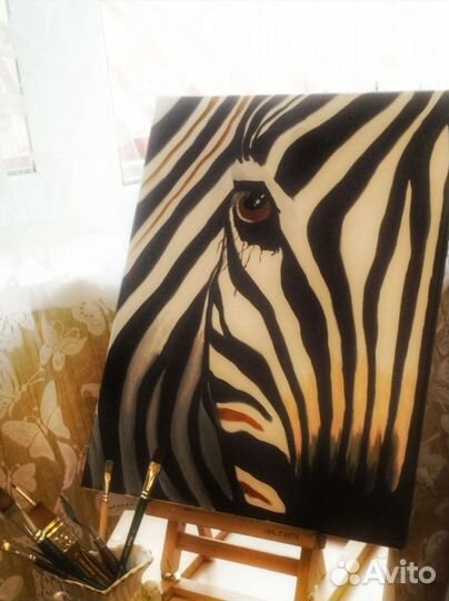 Интерьерная картина маслом / Зебра