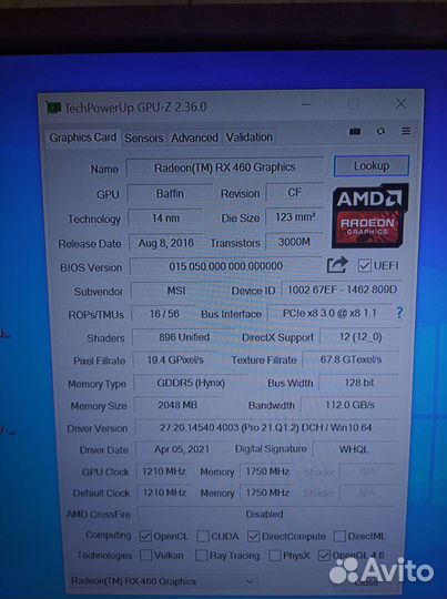 Видеокарта rx 460 2gb