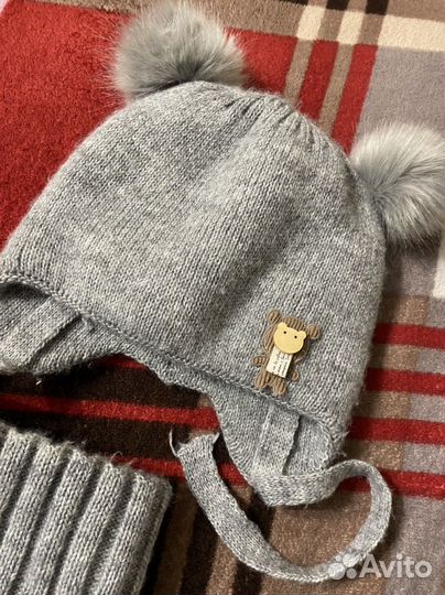 Комплект шапка и снуд детский зима 44-50