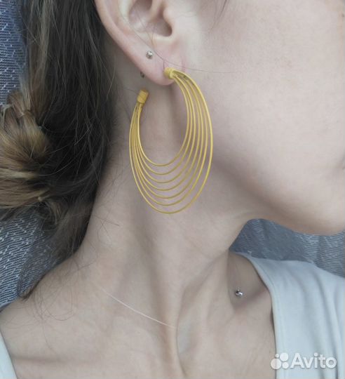 Серьги жёлтые бижутерия
