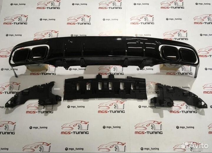 Диффузор + насадки black Mercedes C-class w205 C63