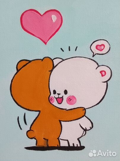 Картина Мишки на холсте 20*20 см