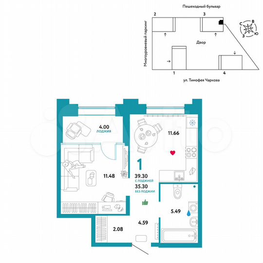 1-к. квартира, 39,3 м², 25/31 эт.