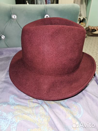 Шляпа фетровая женская бордовая