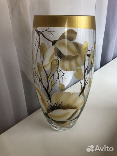 Ваза стеклянная, ручная роспись