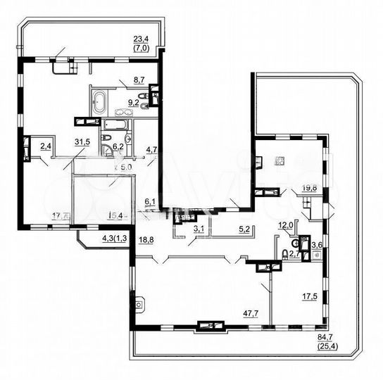 Своб. планировка, 282,1 м², 17/17 эт.