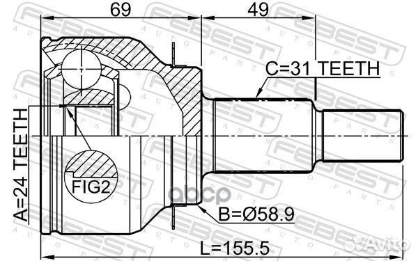 ШРУС внешний 24X59X31 mazda CX-5 KE 2011- 0510