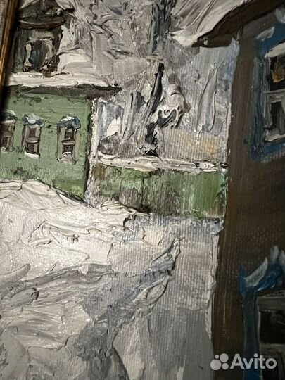 Картина маслом на холсте, зимний день