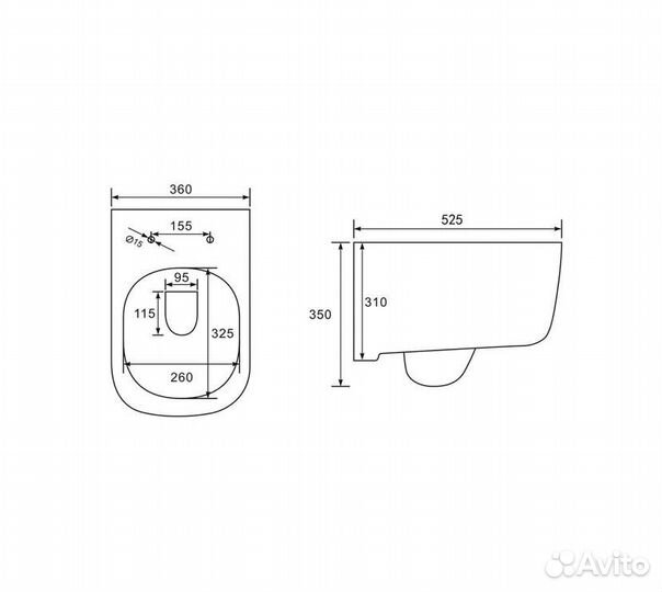 Унитаз подвесной Form VT1-35 безободковый