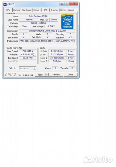 Процессор Intel Pentium G3420 сокет 1150