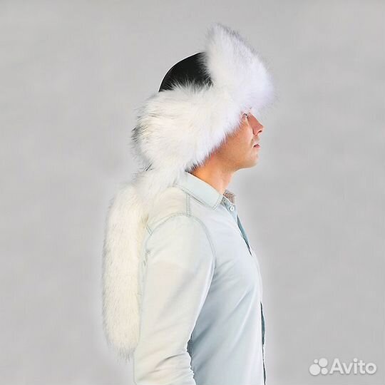 Шапка малахай Полярный песец из экомеха