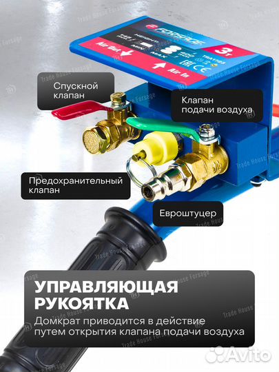 Домкрат подкатной пневматический 3т Forsage 145-40