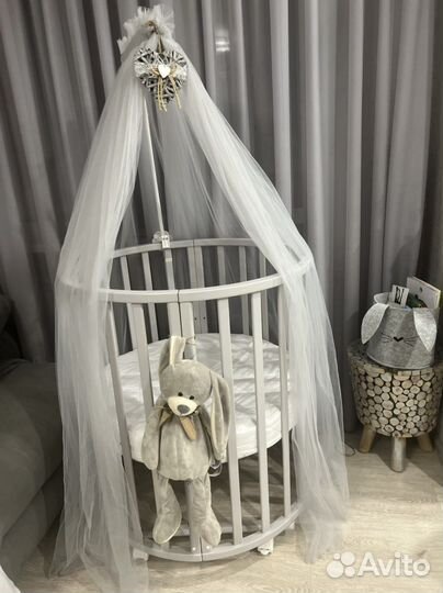 Детская кроватка трансформер круглая