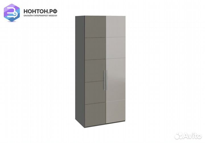 Шкаф 2-дверный Наоми с зеркалом справа фон серый