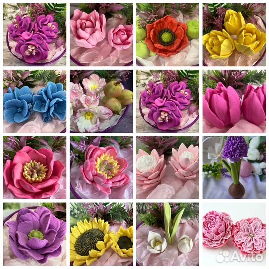 Силиконовые формы цветы для зефира, шоколада, мыла