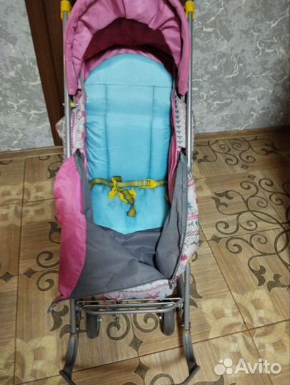 Детские санки коляска с большими колесами