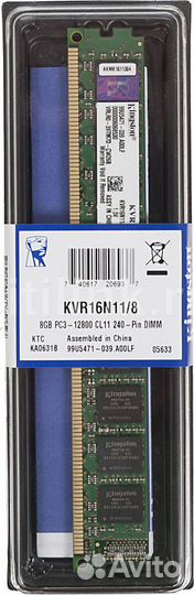 Модуль памяти kingston KVR16N11/8 DDR3 - 8гб