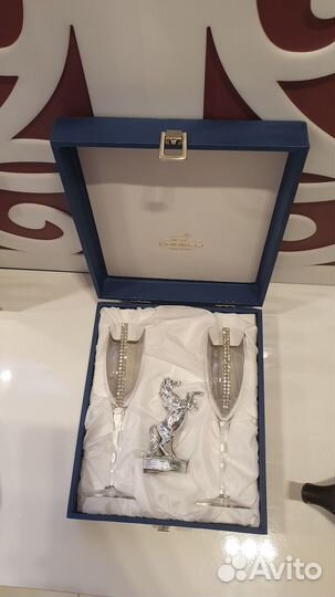 Бокалы для шамп.,инкрустация кристаллами Сваровски