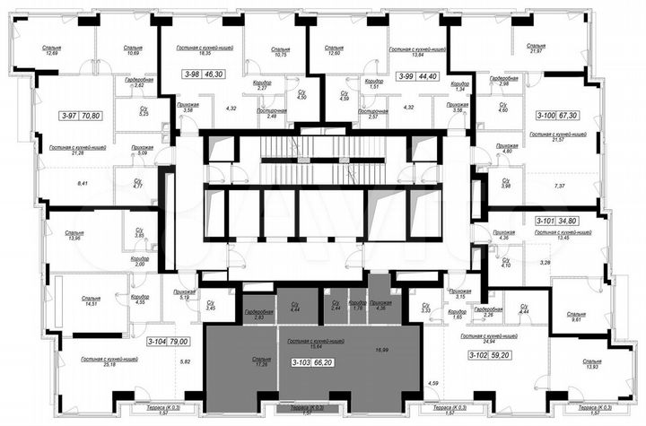 1-к. квартира, 66,2 м², 14/41 эт.