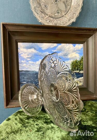 Ваза на ножке старинная стекло гхз