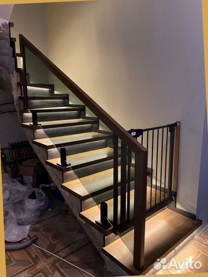 Отделка бетонной лестницы деревом