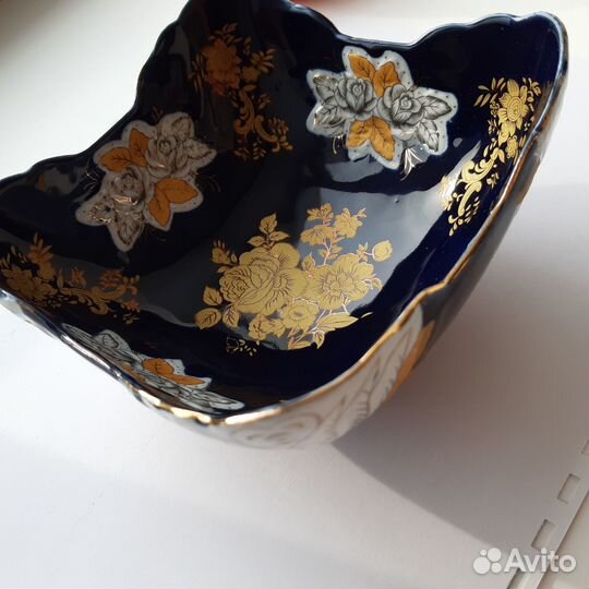 Салатник фарфор кобальт Чехословакия чехия