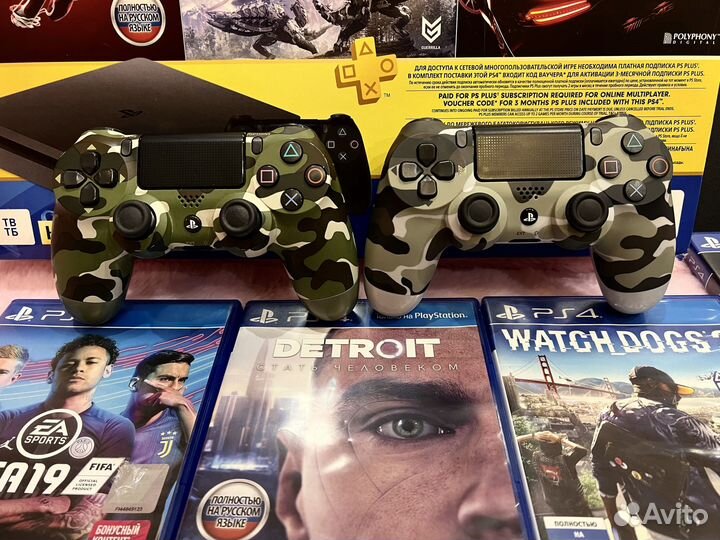 Sony playstation 4 PS4 slim 1tb с играми + 200 игр