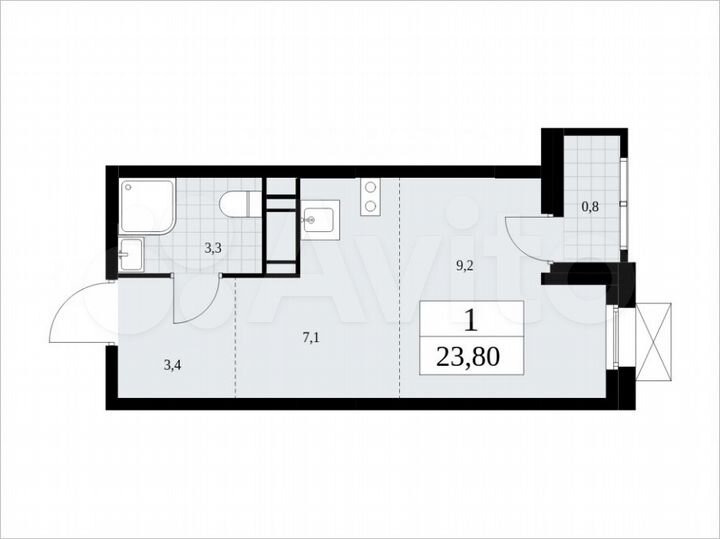 Квартира-студия, 23,8 м², 13/16 эт.