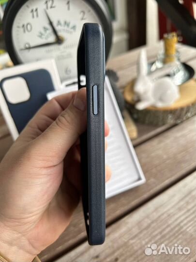 Чехол на iPhone 12 12 Pro Кожаный Синий