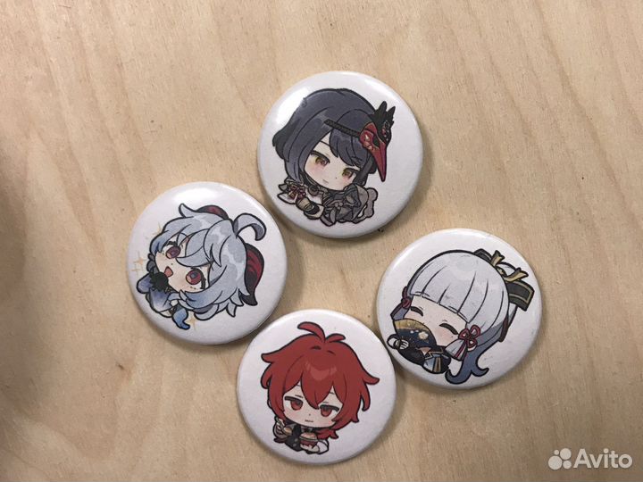 Значки геншин импакт, наклейки, фигурки