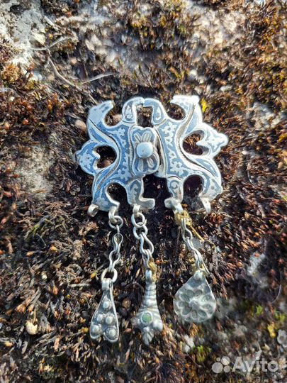 Старинная ременная пряжка серебро