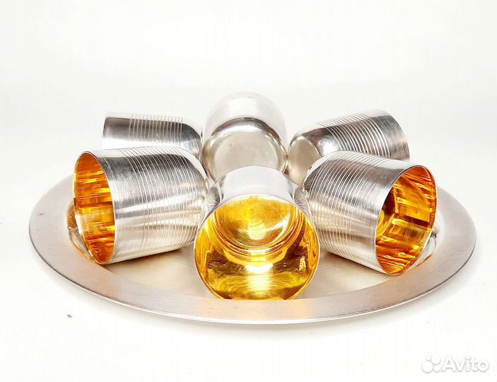 Коньячный набор мельхиор, позолота СССР