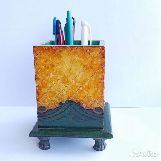 Деревянный органайзер для ручек, карандашница