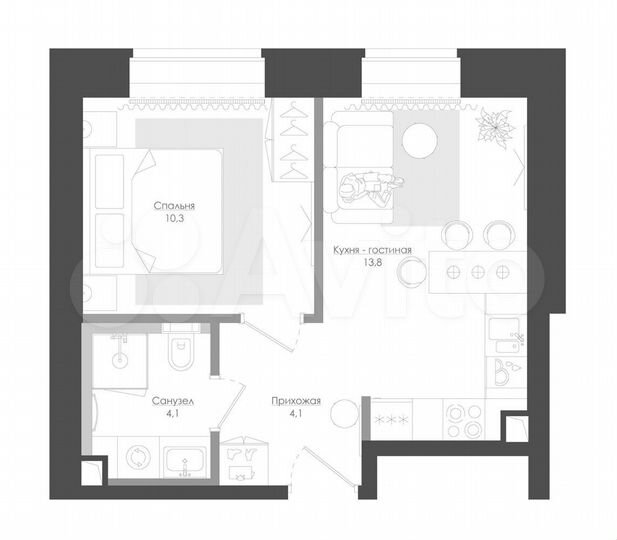 1-к. квартира, 34,9 м², 14/39 эт.